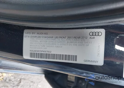 2015 Audi A6 2.0T Premium из США, поврежденный, VIN WAUGFAFC5FN007832